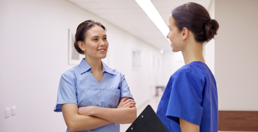 Nurse Recruiter and Nurse talking